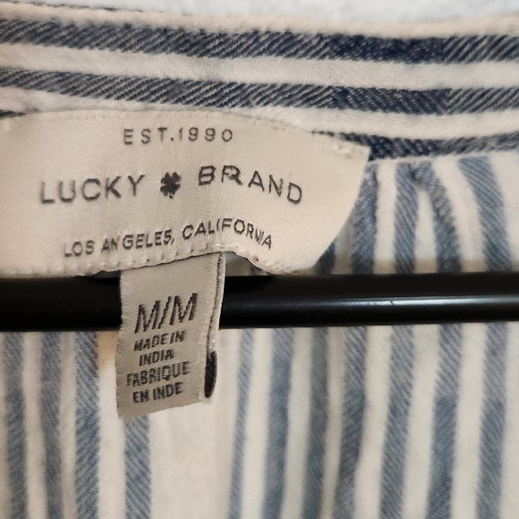 Lucky Brand Striped Gauze Pullover Blouse - Picture 4 of 5